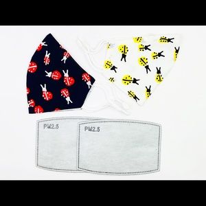 Set of 2 Kids Face Mask 100% Pure Cotton